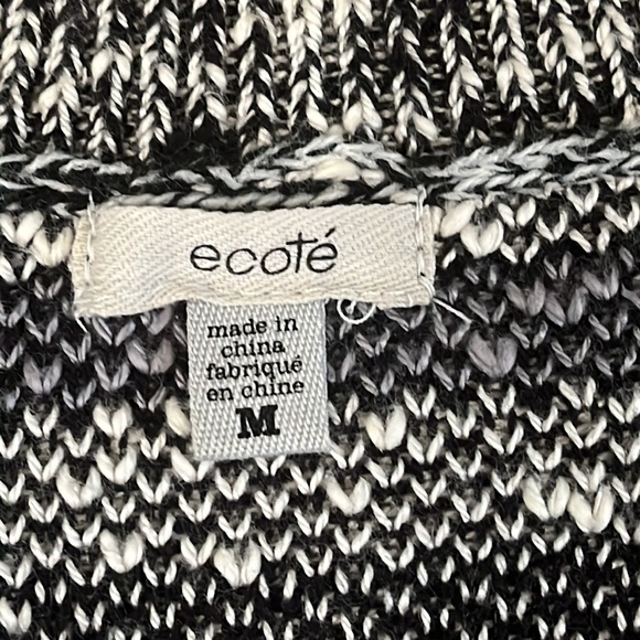 ECOTE Open Front Cardigan Black, Cream & Grey Patterned Size M - Picture 10 of 15